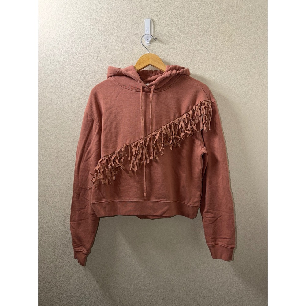 Women's Pilcro Anthropologie Cropped Fringe Hoodie Size Medium